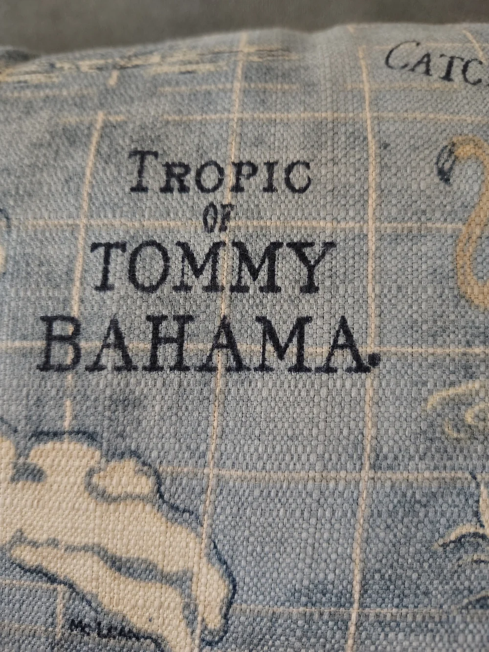 Tommy Bahama Blue and Cream Coastal Map Lumbar Pillowcase